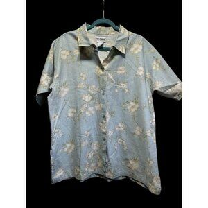 Floral Linen Blend Button-Up Shirt XL By Nylwear